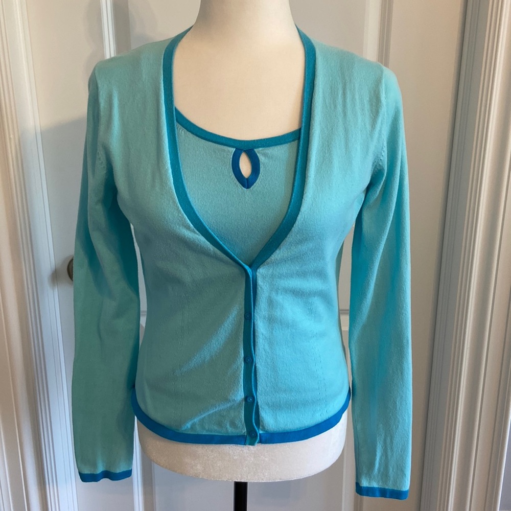 Vintage Light Blue Tommy Hilfiger Cardigan Set. Size Small. IVGVC.